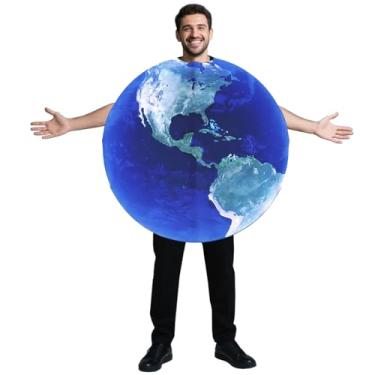 Imagem de Mepase Fantasia de Halloween da Terra para Adultos Azul e Verde Planeta Globo Mapa-múndi Roupa Engraçada Galáxia Cosplay para Festas Temáticas de Halloween