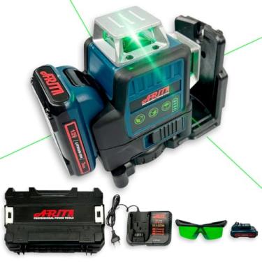 Imagem de Arita Nível Laser 12 Linhas Verde C/Acessórios + Maleta Airless Recarregável Para Pedreiro Eletricista Alvenaria Azulejista Pintor Profissional - Original