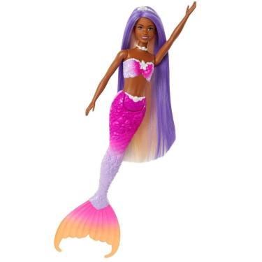Imagem de Boneca Barbie Brooklyn Sereia Cores Mágicas Negra Cabelo Roxo - Mattel