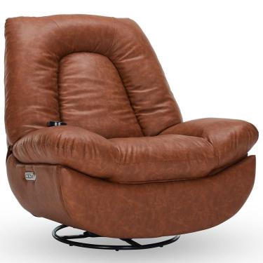 Imagem de Poltrona Reclinável Elétrica com Massagem e Aquecimento Salvana L07 Couríssimo Marrom - Lyam Decor