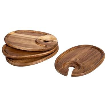 Imagem de Fenteer 4x Prato de servir aperitivos, bandeja de servir lanches com porta-copos, tábua de queijos para restaurante, casamento, cozinha doméstica, vegetais, Oval