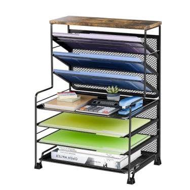 Imagem de Simple Trending Organizador de arquivos de mesa de 8 camadas, 1 pacote com bandeja de cartas, organizador de papel, acessórios de mesa de malha, pasta de arquivos para escritório, casa ou escola