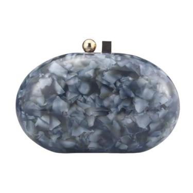 Imagem de Bolsa de embreagem de noite GSYPS em forma de concha de acrílico preta