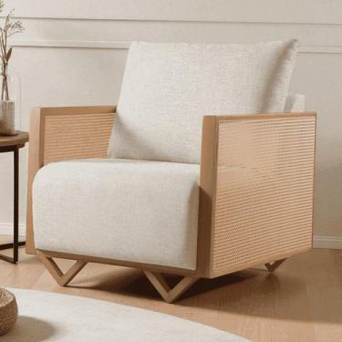 Imagem de Poltrona para Sala de Estar Madeira Maciça Palha Rattan Arthur - Caste