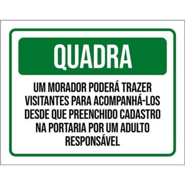 Imagem de Kit 5 Placas Quadra Morador Poderá Visitantes Cadastro 36X46