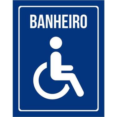 Imagem de Kit 5 Placas Sinalização - Azul Banheiro Acessível