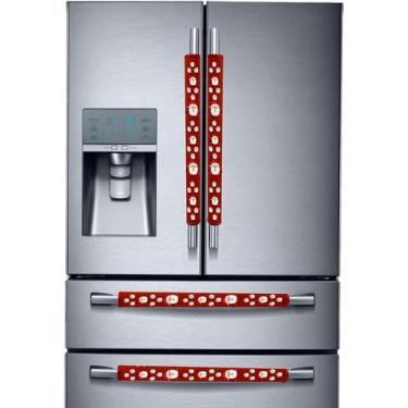 Imagem de Tampas de alça de geladeira Miaowater, 4 peças de vermelho natalino