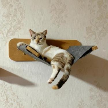 Imagem de Rede Para Gatos Suspensa Com Carpete Para Descanso - BT WOOD, Grafite