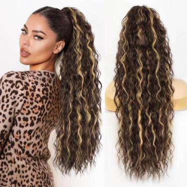 Imagem de Extensão de rabo de cavalo Rosooi Chocolate Brown com loiro caramelo