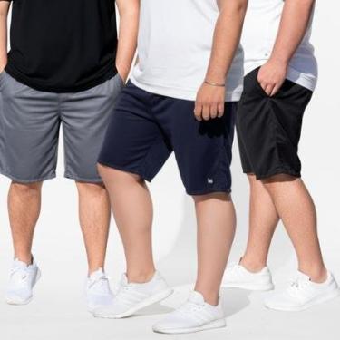 Imagem de 3 Bermuda Plus Size Dry Short Esporte Treino Casual-Masculino