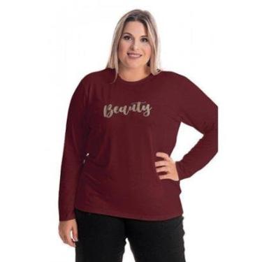 Imagem de Blusa Feminina Manga Longa em Malha Visco com Aplique "Beauty"-Feminino