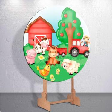 Imagem de Painel Tema Fazenda Animais Capa Grande e Mini Redondoda Estampa Subli