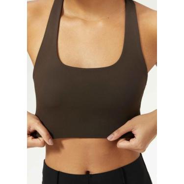 Imagem de Top Esportivo Feminino Nadador Hero - Hering, G, Marrom escuro