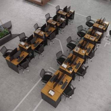 Imagem de Estação De Trabalho 20 Lugares Office Tech 20 Mesas 16 Armár - Preto E