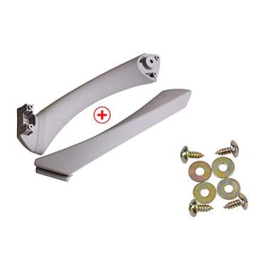 Imagem de Conjunto de capa externa de maçanetas de porta lateral para BMW Série 3, puxador de porta interna, alça de puxar, capa de apoio de braço da porta dianteira esquerda do lado do motorista para BMW E90 E91 316 318 320 325 328 330 335 (cinza, esquerda)