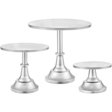 Imagem de Conjunto de suportes para bolos HBlife Silver Metal, 3 peças para bolo