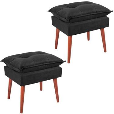 Imagem de Kit 2 Puff Puf Opall Pes Palito 55x40cm Suede Preto Mpassos Preto - Pa