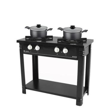 Imagem de Fogão Industrial 2 Bocas Bravo Preto Venâncio + 2 Caçarolas Tramontina