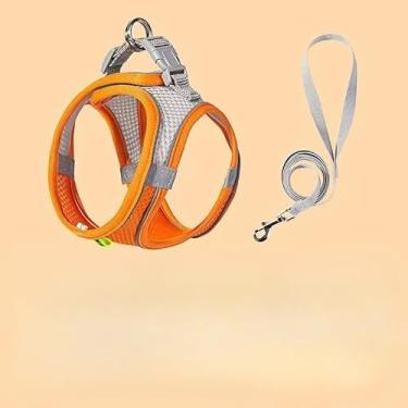 Imagem de COLEIRA PEITORAL EM X PARA CÃES E GATOS - Design Anatômico com Guia 1,5m | Conforto e Segurança(laranja,L 10-15kg)