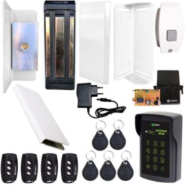 Imagem de Fechadura Magnética 150kg Porta Vidro Blindex Controles Teclado Rfid T