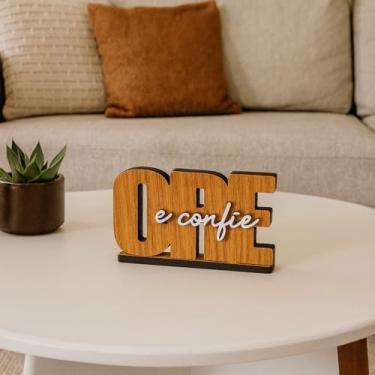 Imagem de Display De Mesa Totem Decorativo Ore e Confie Em Mdf Para Sala Escritório(Amadeirado escuro)