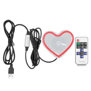 Imagem de WAGHAVEN Luz ambiente de LED para carro, luz neon de veículo USB Love Heart com controle remoto para triângulo ou janela traseira, acessórios interiores de carro para carro, quarto, festa (vermelho)
