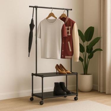 Imagem de Arara De Roupas Multiuso Sapateira 2 Prateleiras Reforçadas - A Casa d