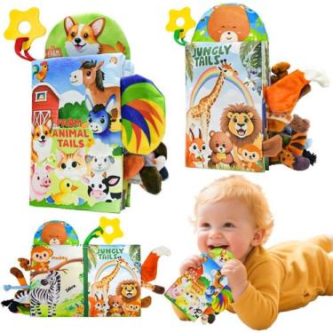 Imagem de Livros de tecidos sensoriais para bebês Kimicare, 2 peças, de 0 a 12 m