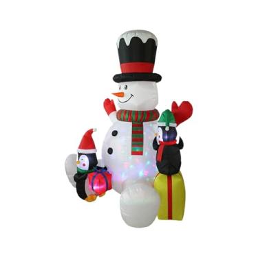 Imagem de Inflável de Natal - Decoração de iluminação noturna à prova d'água de 2,1 m | de neve inflável de Natal, para família, interior, exterior, festa, feriado, gramado, jardim, casa e quintal