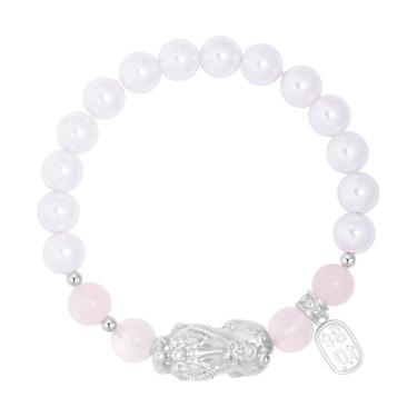 Imagem de Pulseira 999 Silver Pixius com cristal rosa e pérola falsa