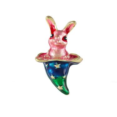 Imagem de Broche Pins Cute Bunny Cartoon Pink Rabbit Magic Hat