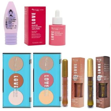 Imagem de Max Love Studio Kit Profissional com Máscara Facial Peel Off, Óleo de Rosa Mosqueta, 2 Lip Oil Bomb Brilhante, 2 Paletas de Contorno e Iluminação, 6 Peças
