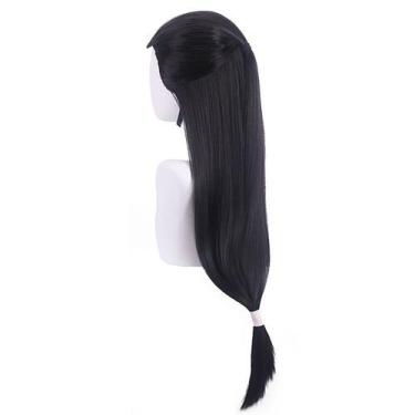 Imagem de Peruca de cosplay preta trançada longa de 80 cm, sintética resistente 