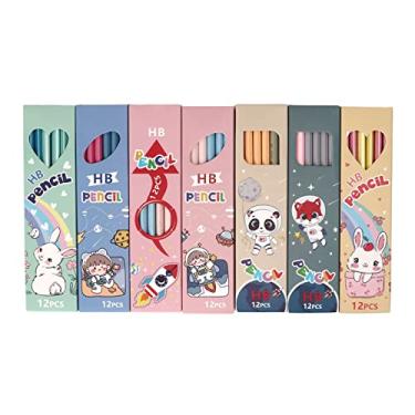 Imagem de Lápis HB, 84 peças, colorido, desenho animado, escrita mais suave, núcleo de grafite, conjunto de lápis de madeira para crianças, estudantes, escola, uso doméstico