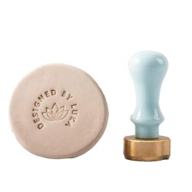 Imagem de Carimbo de latão personalizado de cerâmica argila personalizada com seu design para cerâmica, cerâmica e fabricação de sabão assinatura (2,5 cm)