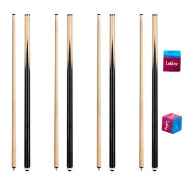 Imagem de LOTKEY Taco de sinuca, 147 cm, conjunto de 4 tacos de bilhar para profissionais, bastões de bilhar para adultos, barra de casa de 567 g com 2 giz de bilhar