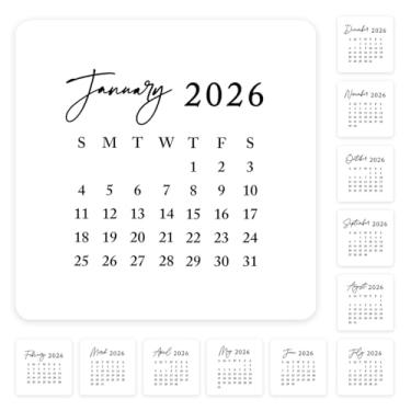 Imagem de Andaz Press Adesivos de mês pequeno, miniadesivos mensais quadrados com escrita mínima para planejadores, 24 adesivos de agenda de calendário 2025, 12 adesivos de calendário mini 2026 e 4 adesivos de