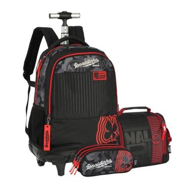 Imagem de Mochila de Rodas Enaldinho Lancheira Térmica Estojo Triplo