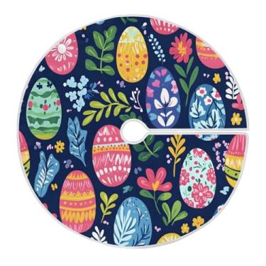 Imagem de Qilmy Linda saia de árvore de Natal com ovos de páscoa 120 cm, de camurça, para árvore de Natal, adequada para decoração de armário em ambientes internos e externos, festas, escritórios, lojas