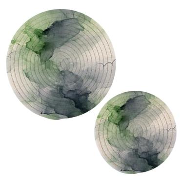 Imagem de Wassud Conjunto de tripé de mármore verde claro para pratos quentes, suportes redondos de algodão, almofadas quentes, porta-copos elegantes, decoração de cozinha e acessórios, 2 peças