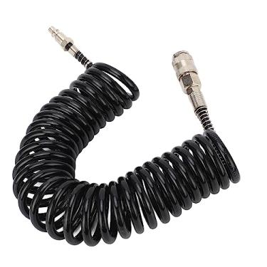 Imagem de Yosoo Health Gear Mangueira de Ar de Recuo, Material de Aço PU Resistente Ao Desgaste Mangueira Espiralada Leve e Flexível para Inflação de Pneus, Com Mandril de Conexão Rápida para Bomba de