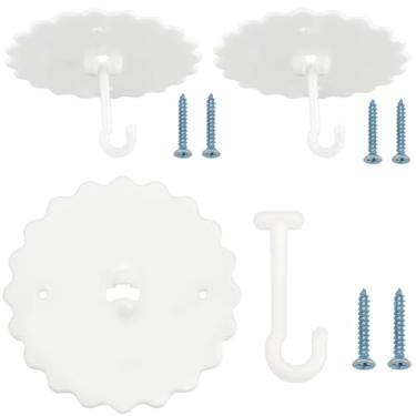 Imagem de GORGECRAFT 3 conjuntos de ganchos de rede mosquiteira de teto super cola ganchos para cama de dossel de 11,8 cm gancho giratório para teto giratório 180° montado para pendurar plantas pequenas toalha