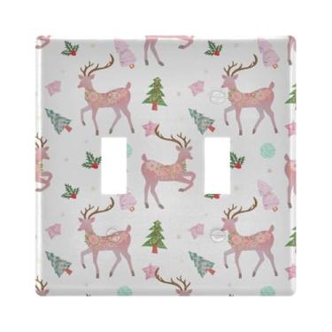 Imagem de Burbuja Capa de placa de parede para interruptor de luz de veado de árvore de inverno, placa decorativa de parede, parafusos incluídos, 2 faixas