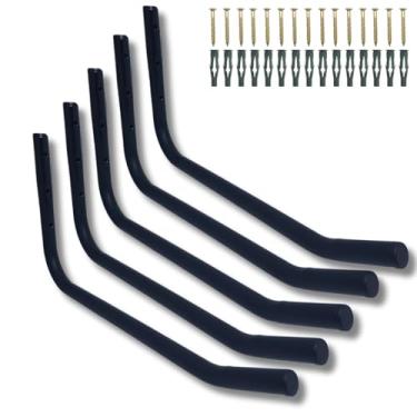 Imagem de 5 Suportes Fixo de Parede Aço Resistente Escada Bike Mangueira Design Moderno (Preto)