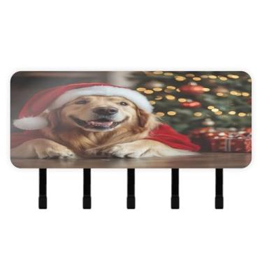 Imagem de Burbuja Porta-chaves de Natal para cães com 5 ganchos, porta-chaves autoadesivo montado na parede, organizador de armazenamento de correio para entrada, decoração de casa