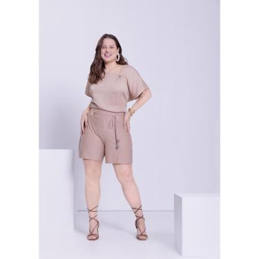 Imagem de Shorts Plus Size Cintura Alta com Cinto Cordão-Feminino