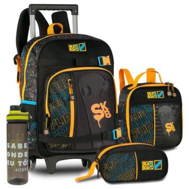 Imagem de Kit Mochila Skate Infantil Lancheira e Estojo Escolar Menino - Clio, V