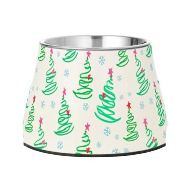 Imagem de Burbuja Tigela de árvore de Natal para cães de aço inoxidável para comida e água, antiderrapante para cães médios e gatos, 590 ml