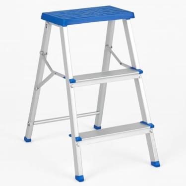 Imagem de Banqueta de Alumínio 3 Degraus - Ideal para Banheiro, Cozinha e Área Molhada, Suporta 150kg
