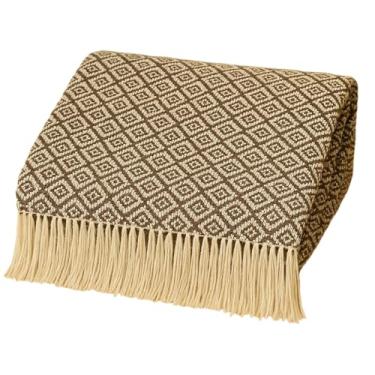 Imagem de Manta Para Sofá Decorativa Algodão Capa(Estrela2.4x1.8M Marrom(Bege))